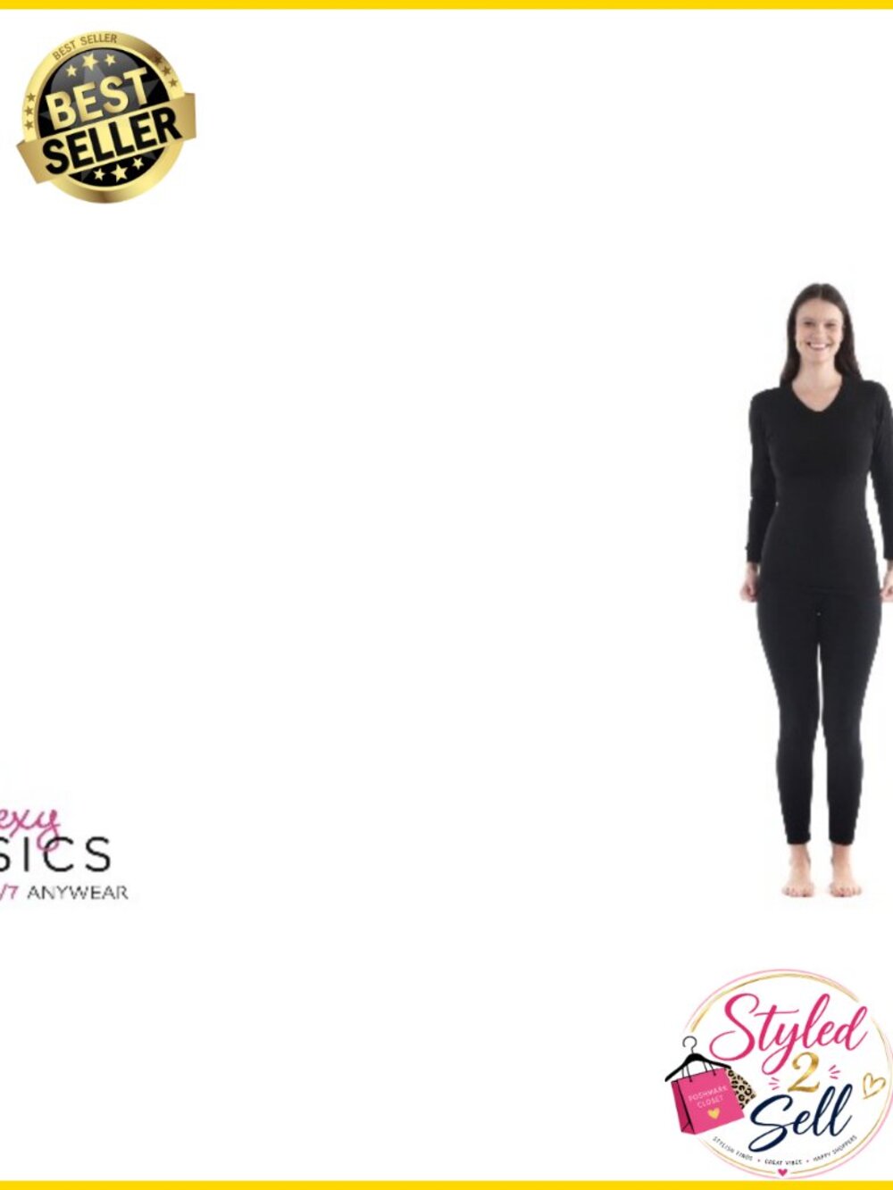 Women's Cotton Stretch Long Sleeve V-Neck T-Shirt 5 Pack - Picture 6 of 6